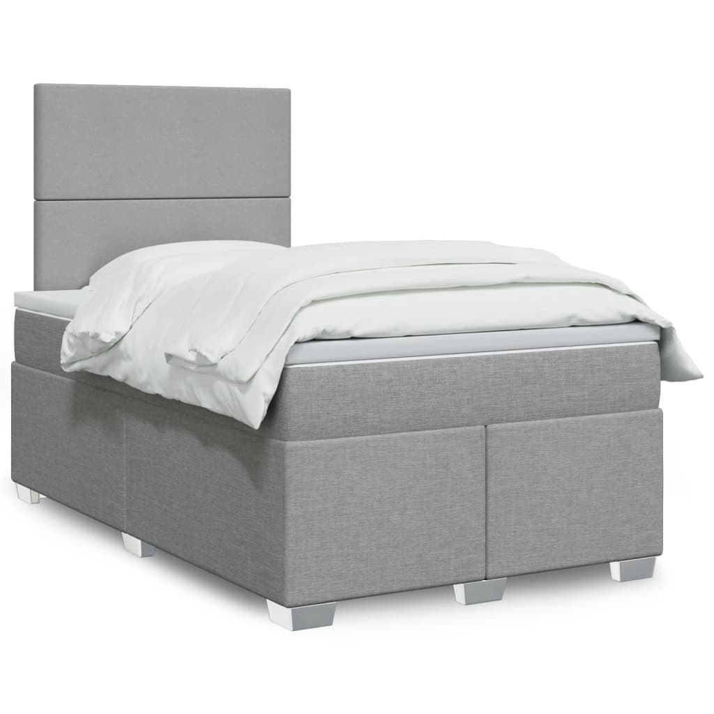 Boxspringbett mit Matratze Hellgrau 120x200 cm Stoff