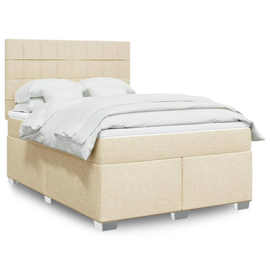 Boxspringbett mit Matratze Creme 160x200 cm Stoff