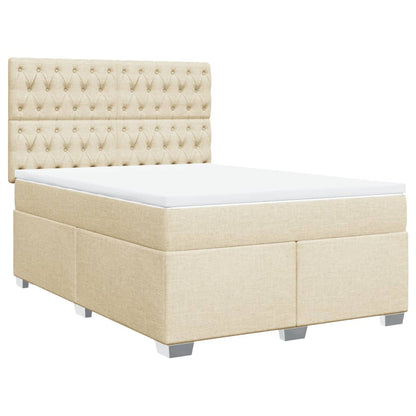 Boxspringbett mit Matratze Creme 160x200 cm Stoff