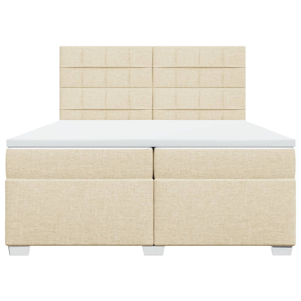 Boxspringbett mit Matratze Creme 200x200 cm Stoff