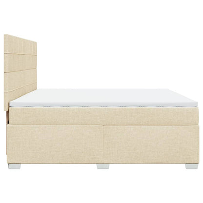 Boxspringbett mit Matratze Creme 200x200 cm Stoff