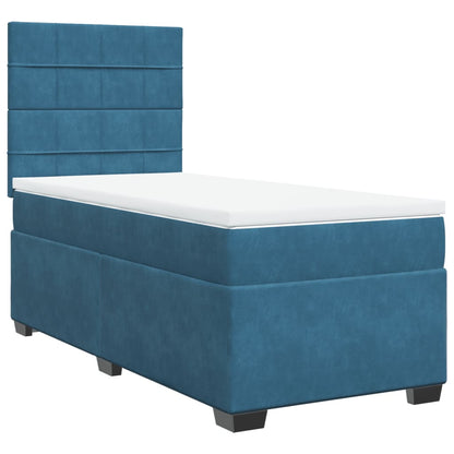 Boxspringbett mit Matratze Blau 100x200 cm Samt