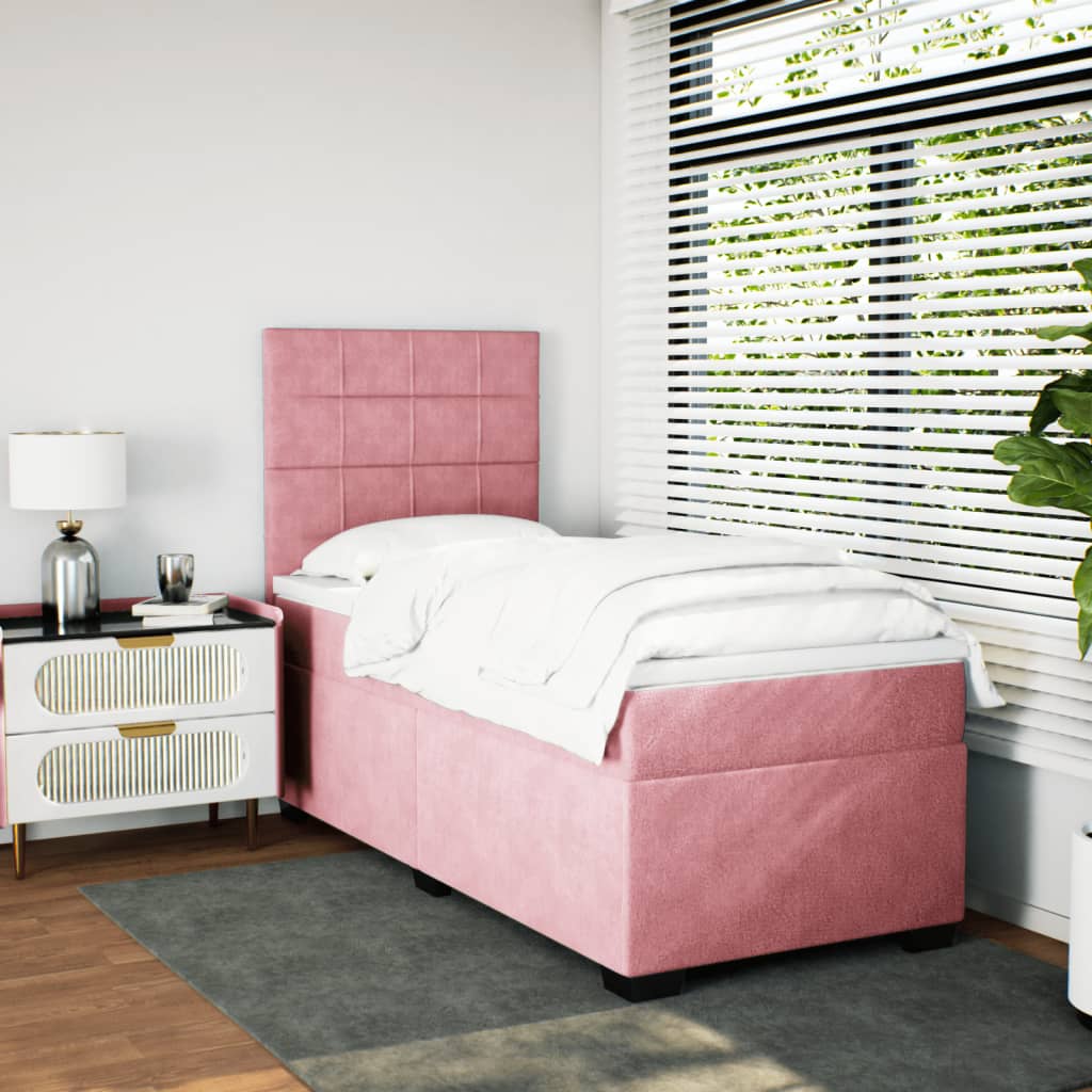 Boxspringbett mit Matratze Rosa 100x200 cm Samt