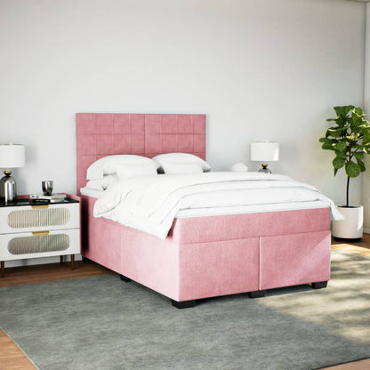 Boxspringbett mit Matratze Rosa 160x200 cm Samt