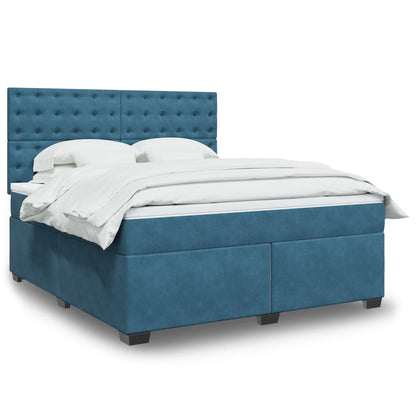 Boxspringbett mit Matratze Blau 180x200 cm Samt