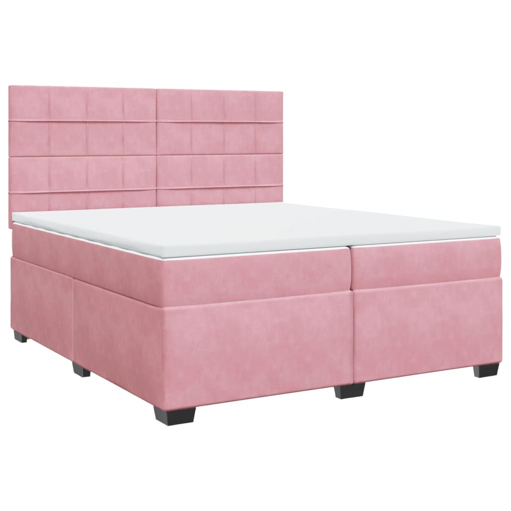 Boxspringbett mit Matratze Rosa 200x200 cm Samt