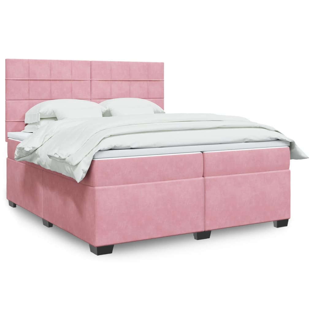 Boxspringbett mit Matratze Rosa 200x200 cm Samt