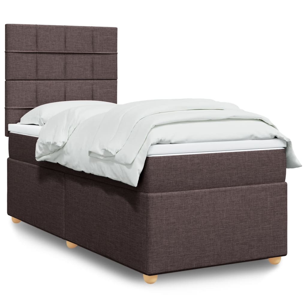 Boxspringbett mit Matratze Dunkelbraun 90x190 cm Stoff