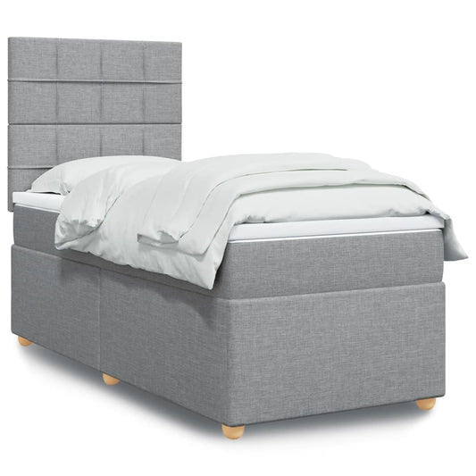 Boxspringbett mit Matratze Hellgrau 90x200 cm Stoff