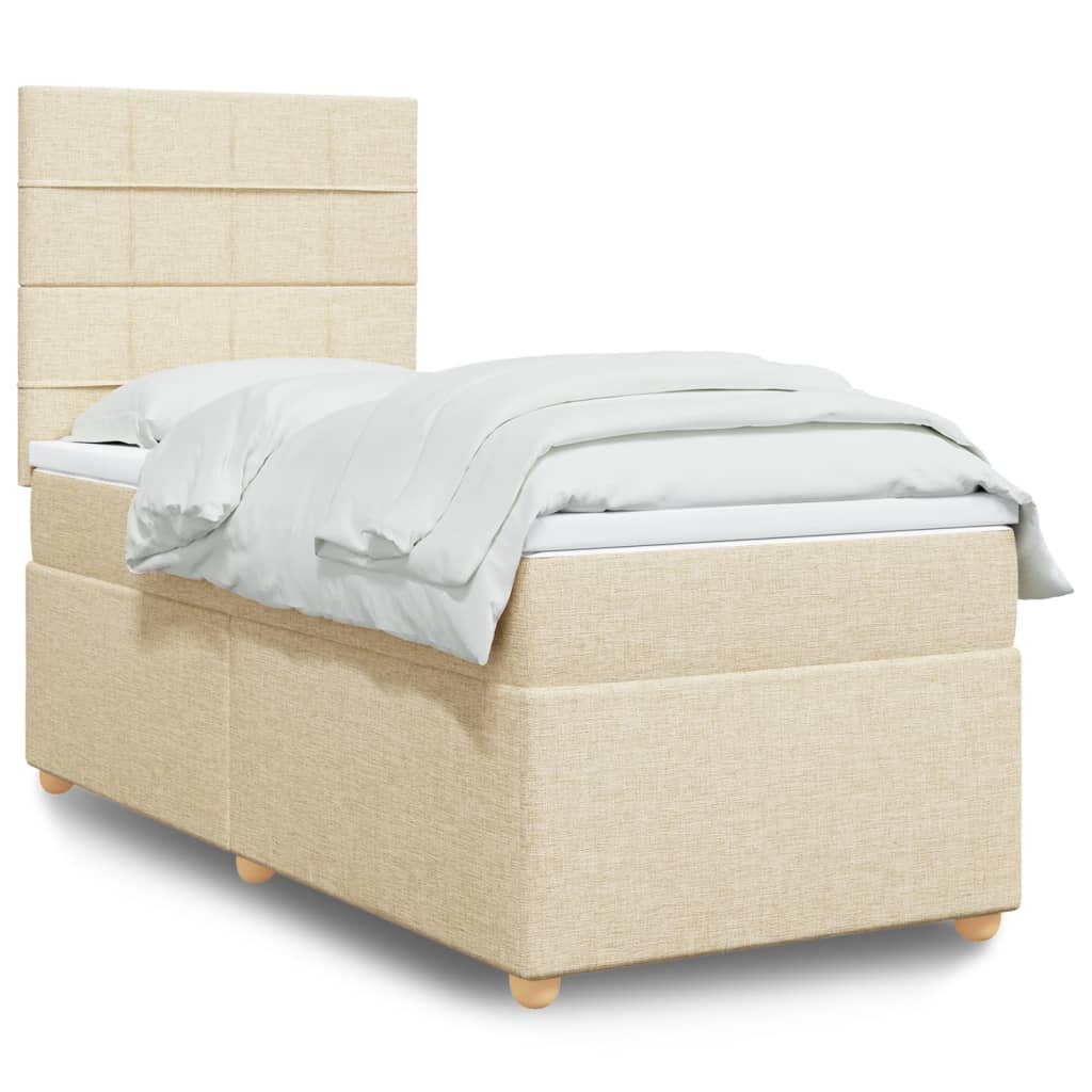 Boxspringbett mit Matratze Creme 90x200 cm Stoff