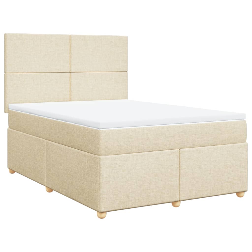 Boxspringbett mit Matratze Creme 160x200 cm Stoff