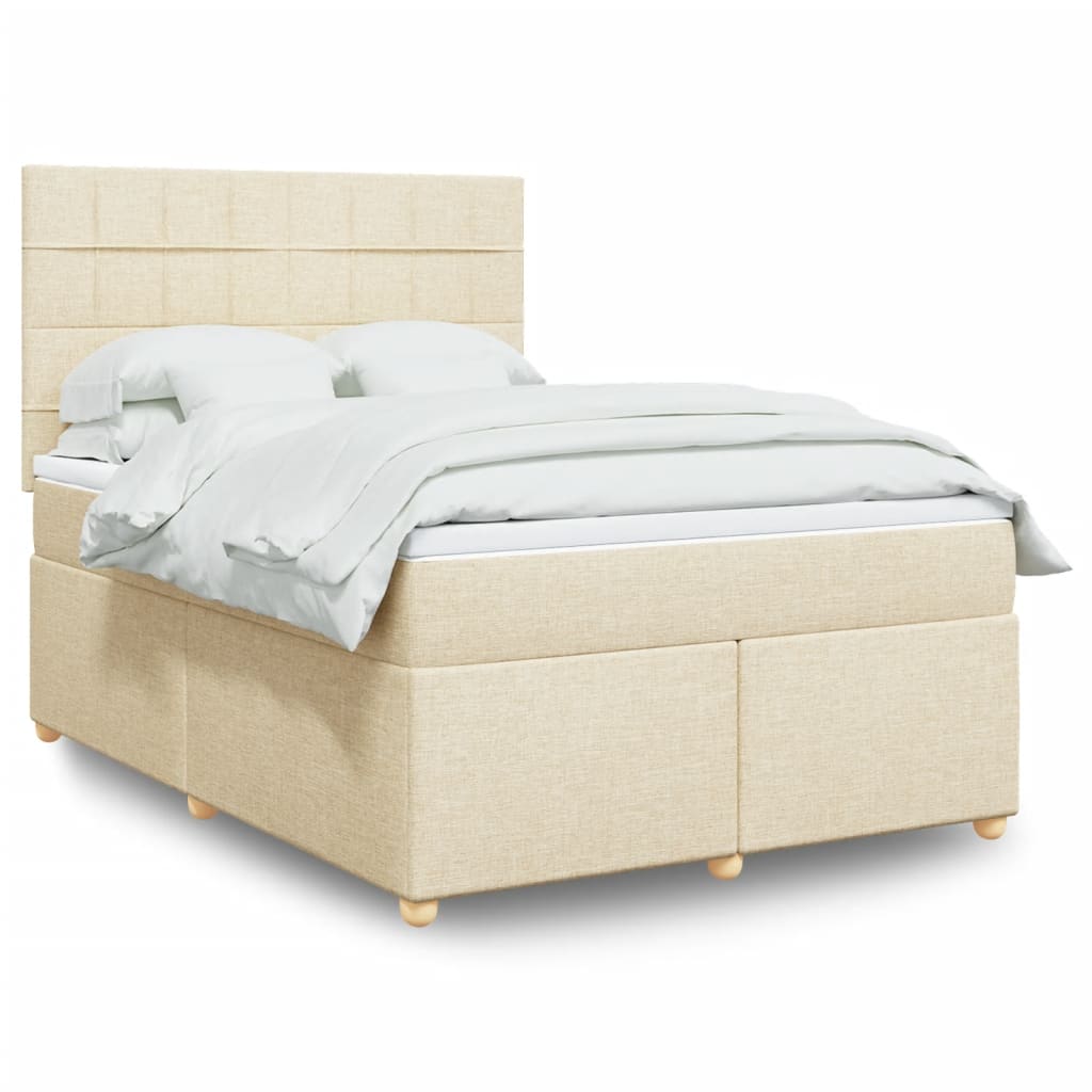 Boxspringbett mit Matratze Creme 160x200 cm Stoff