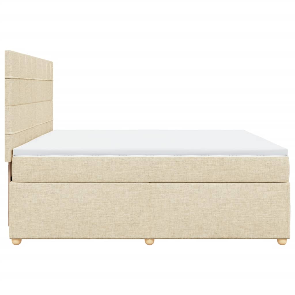 Boxspringbett mit Matratze Creme 200x200 cm Stoff