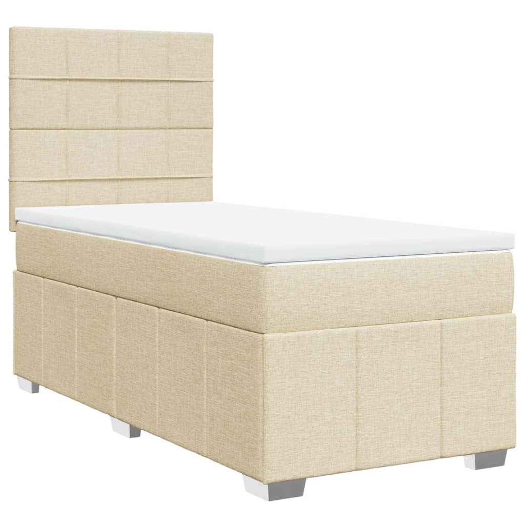 Boxspringbett mit Matratze Creme 90x190 cm Stoff