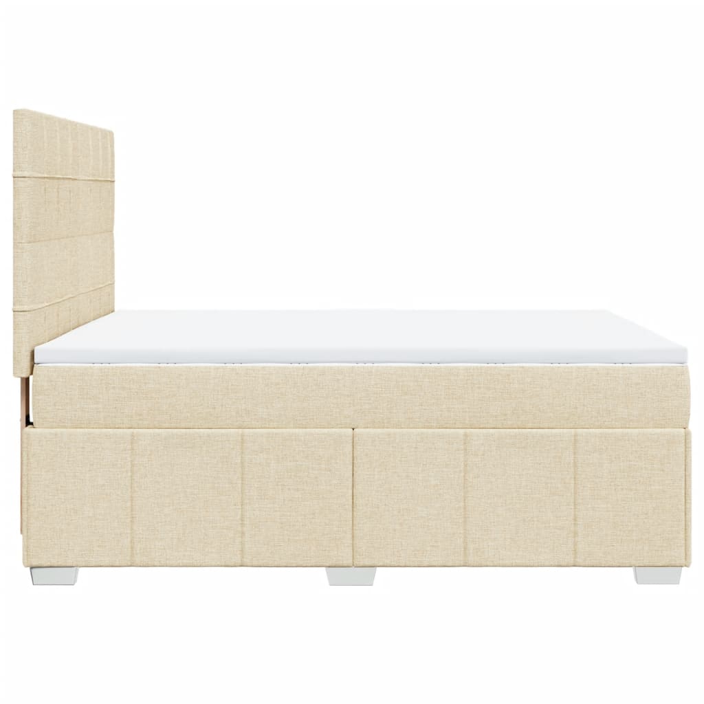 Boxspringbett mit Matratze Creme 160x200 cm Stoff