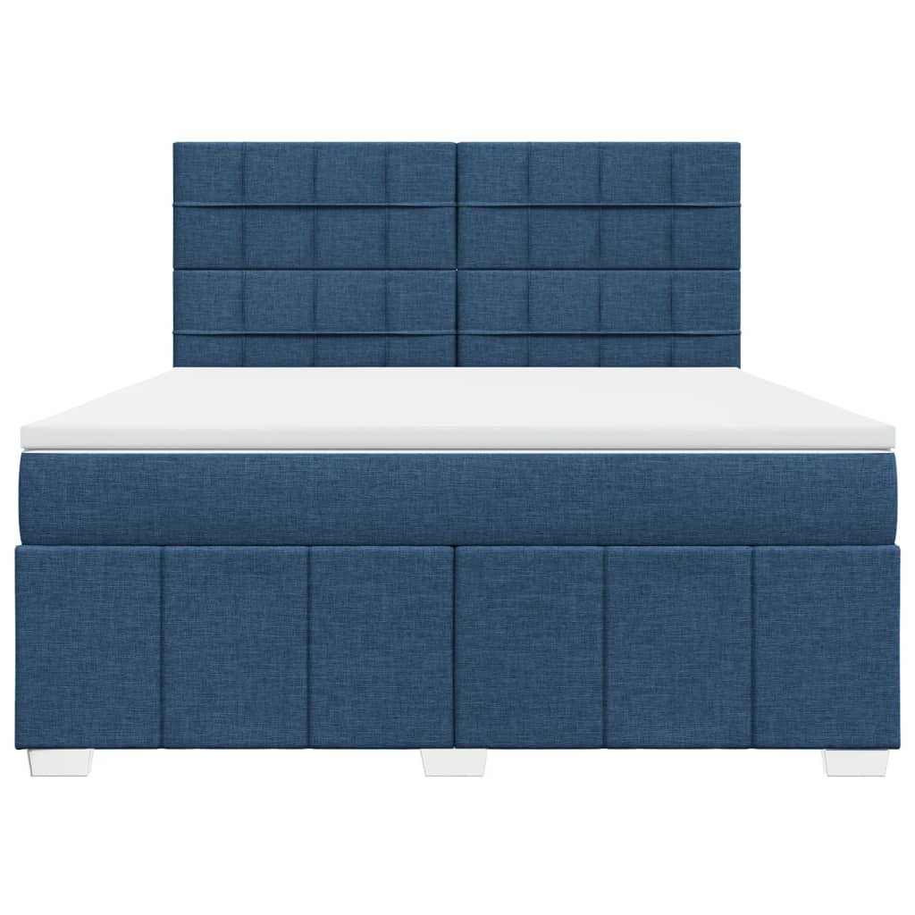 Boxspringbett mit Matratze Blau 180x200 cm Stoff