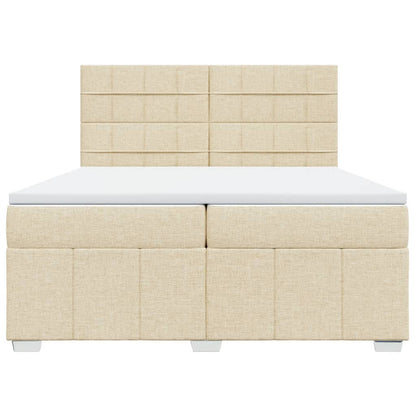 Boxspringbett mit Matratze Creme 200x200 cm Stoff