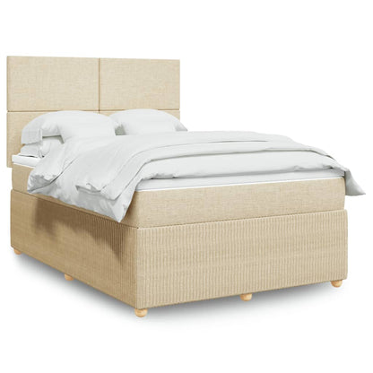 Boxspringbett mit Matratze Creme 160x200 cm Stoff