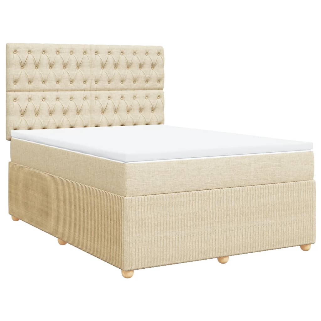 Boxspringbett mit Matratze Creme 160x200 cm Stoff