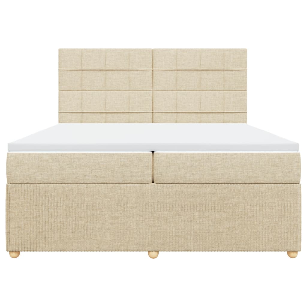 Boxspringbett mit Matratze Creme 200x200 cm Stoff