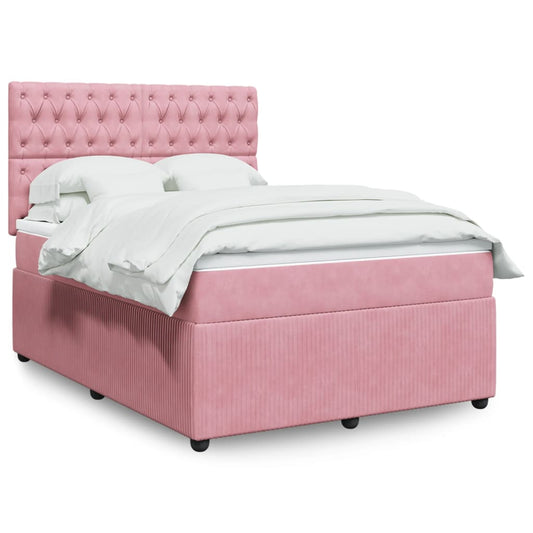 Boxspringbett mit Matratze Rosa 140x200 cm Samt