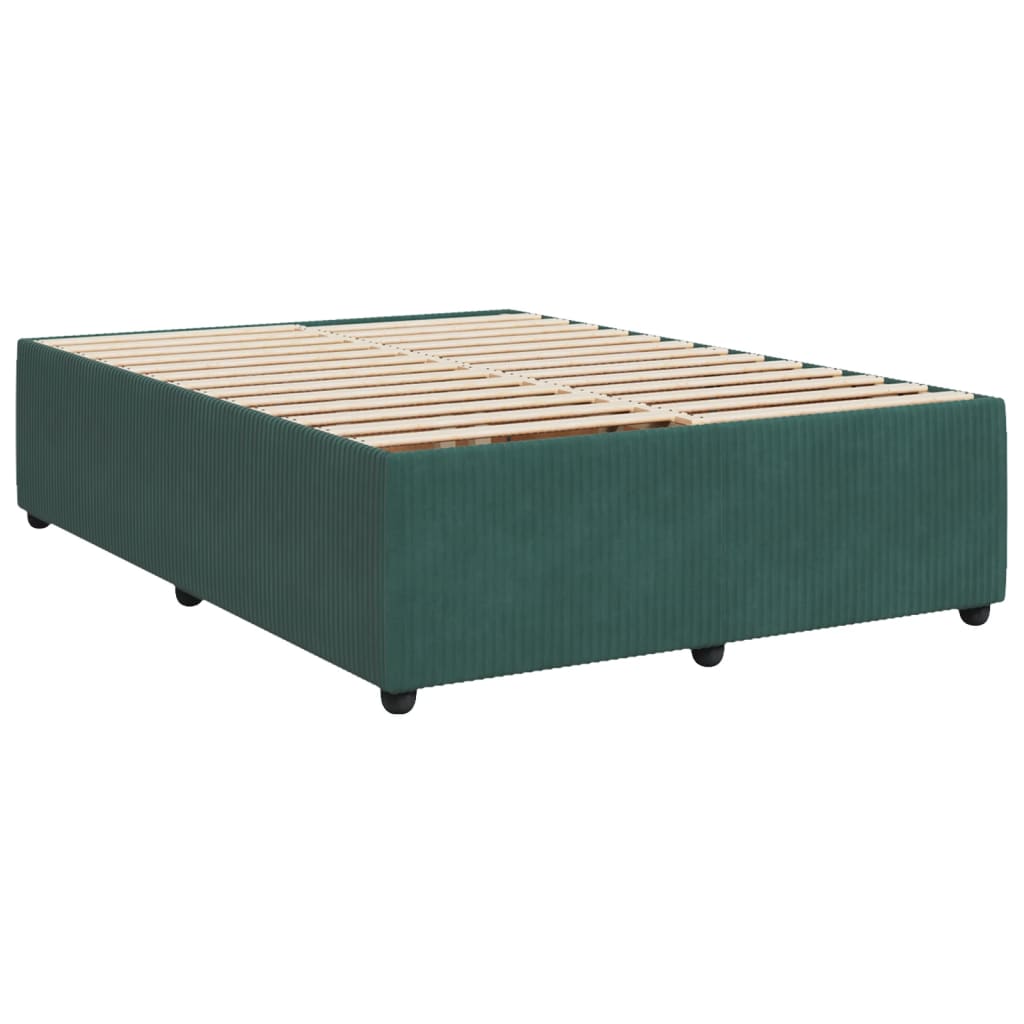 Boxspringbett mit Matratze Dunkelgrün 160x200 cm Samt