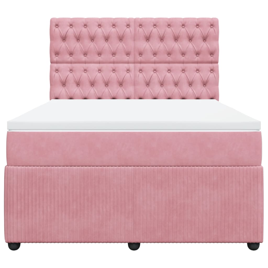 Boxspringbett mit Matratze Rosa 160x200 cm Samt