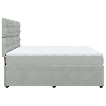 Boxspringbett mit Matratze Hellgrau 180x200 cm Samt