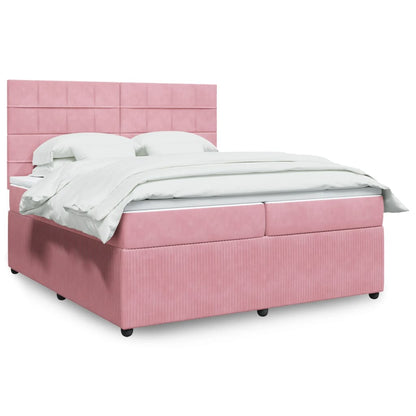 Boxspringbett mit Matratze Rosa 200x200 cm Samt