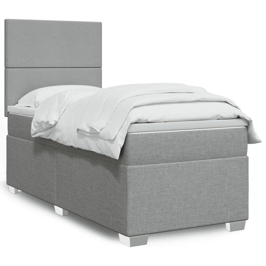 Boxspringbett mit Matratze Hellgrau 90x190 cm Stoff