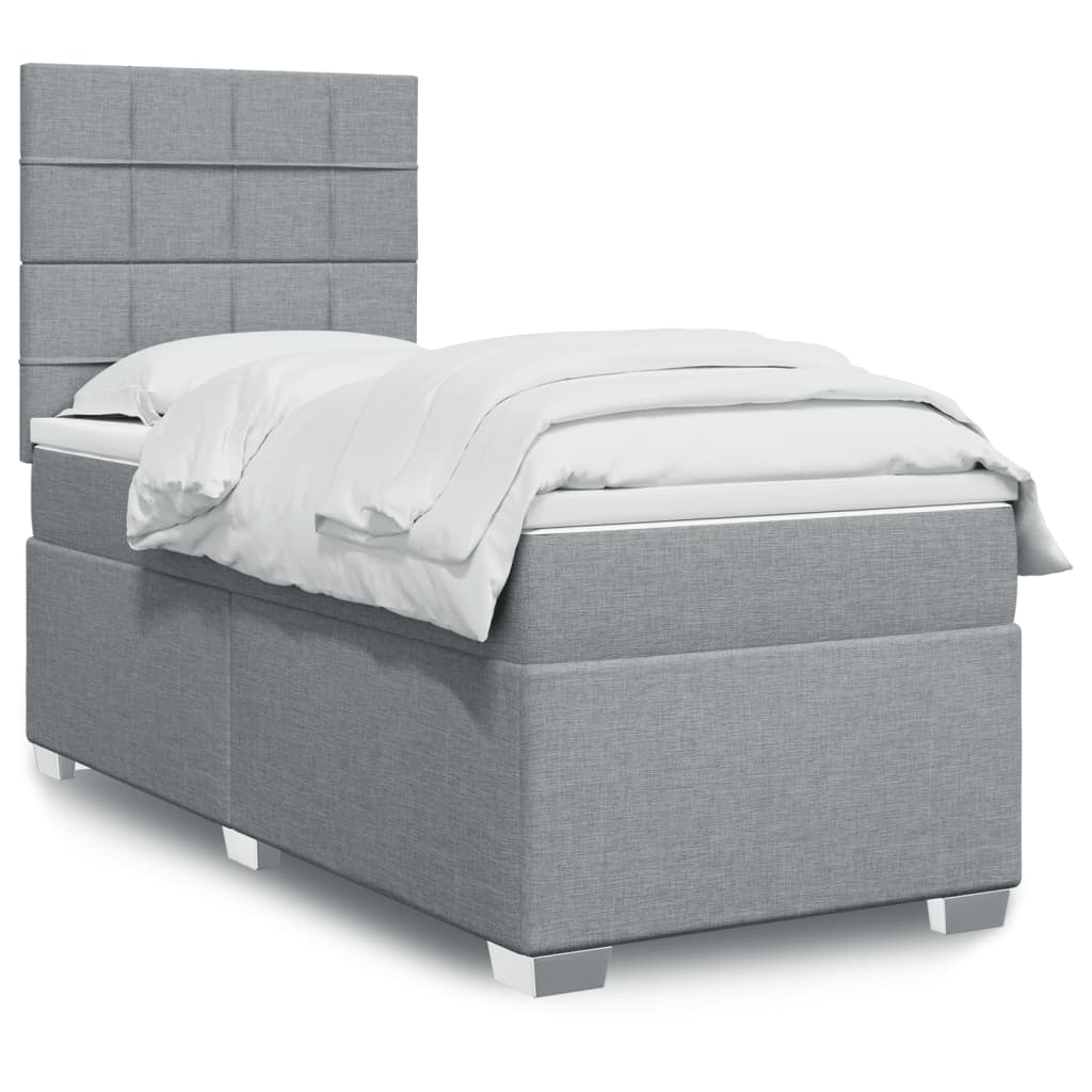 Boxspringbett mit Matratze Hellgrau 90x190 cm Stoff