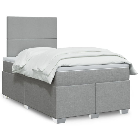 Boxspringbett mit Matratze Hellgrau 120x200 cm Stoff