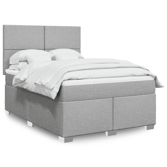 Boxspringbett mit Matratze Hellgrau 160x200 cm Stoff