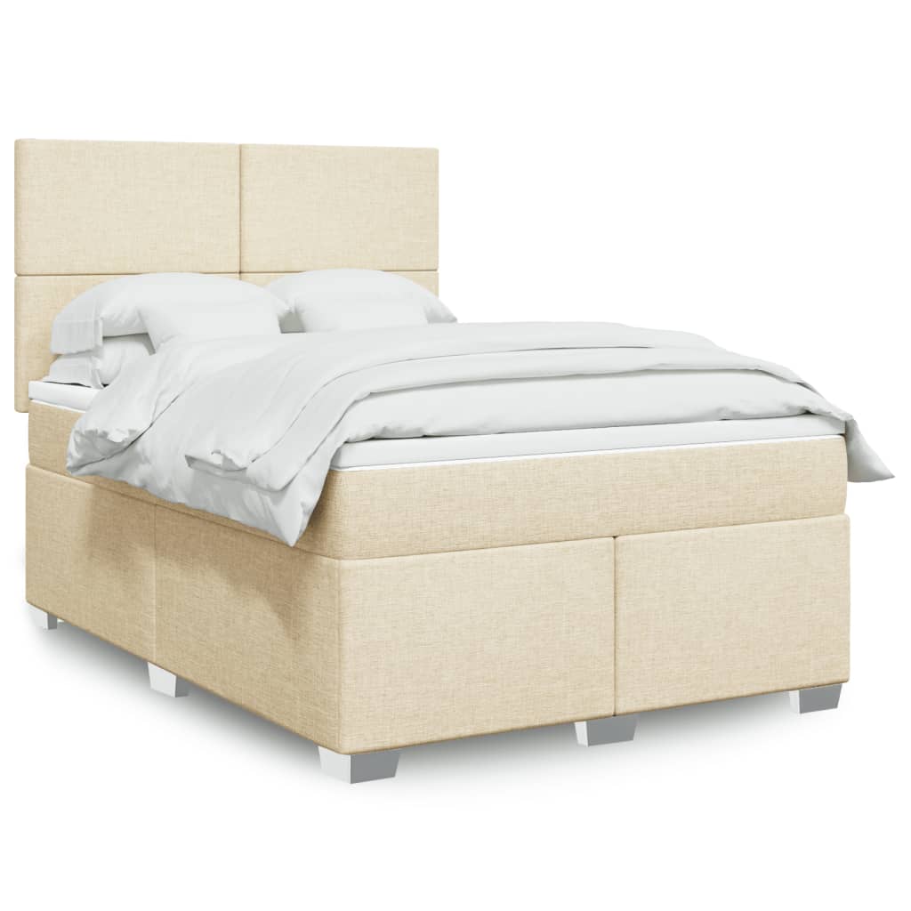 Boxspringbett mit Matratze Creme 160x200 cm Stoff