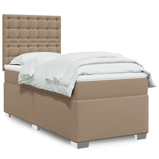 Boxspringbett mit Matratze Cappuccino-Braun 90x190cm Kunstleder