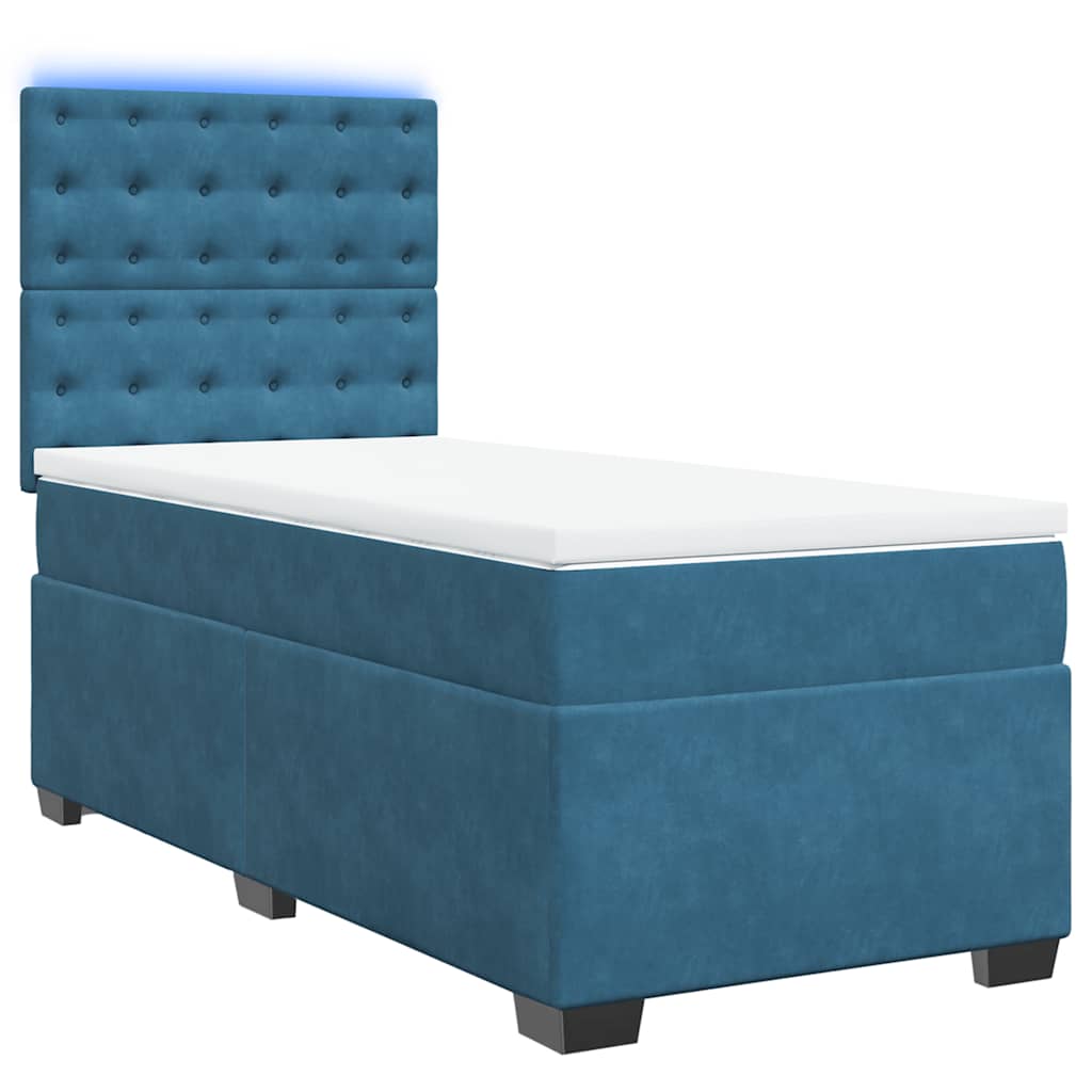 Boxspringbett mit Matratze Blau 90x190 cm Samt