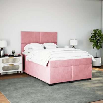 Boxspringbett mit Matratze Rosa 160x200 cm Samt