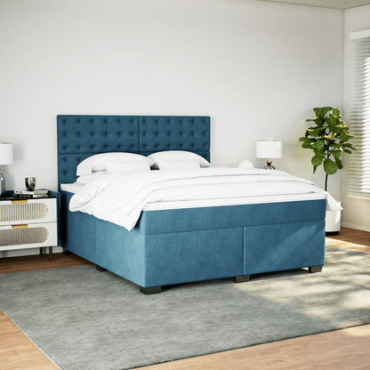 Boxspringbett mit Matratze Blau 180x200 cm Samt