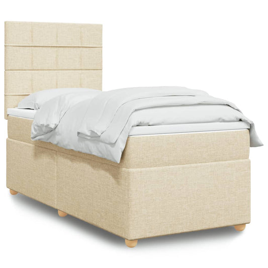 Boxspringbett mit Matratze Creme 90x190 cm Stoff