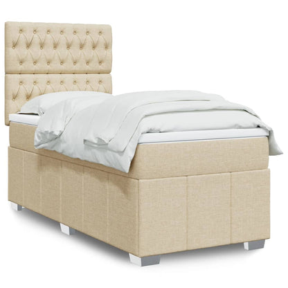 Boxspringbett mit Matratze Creme 80x200 cm Stoff