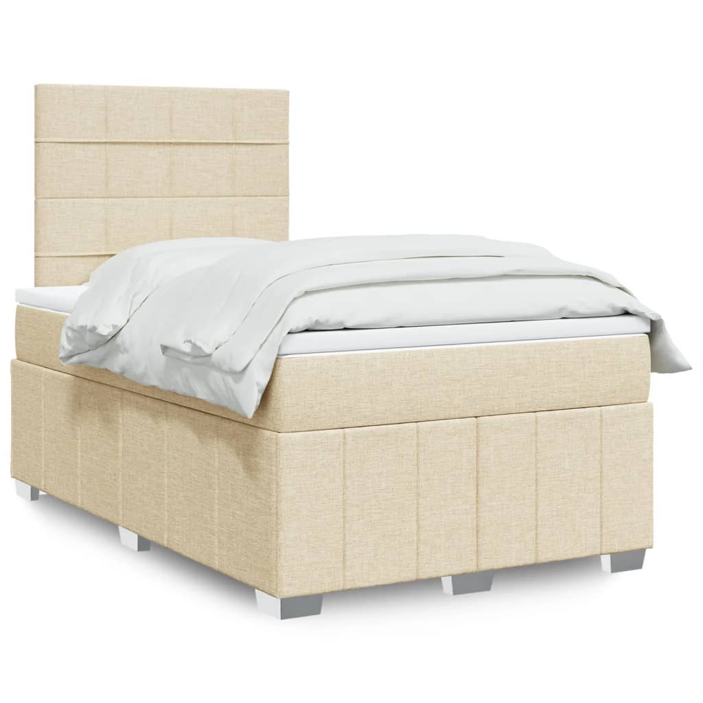 Boxspringbett mit Matratze Creme 120x190 cm Stoff