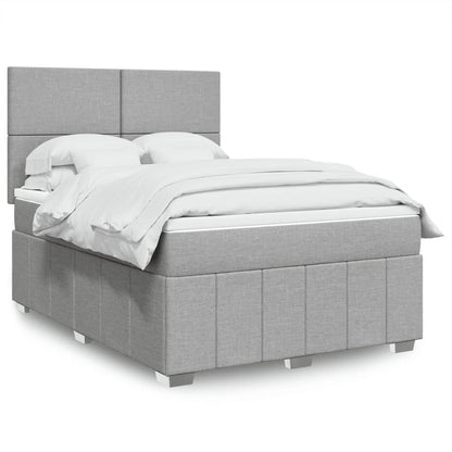 Boxspringbett mit Matratze Hellgrau 160x200 cm Stoff