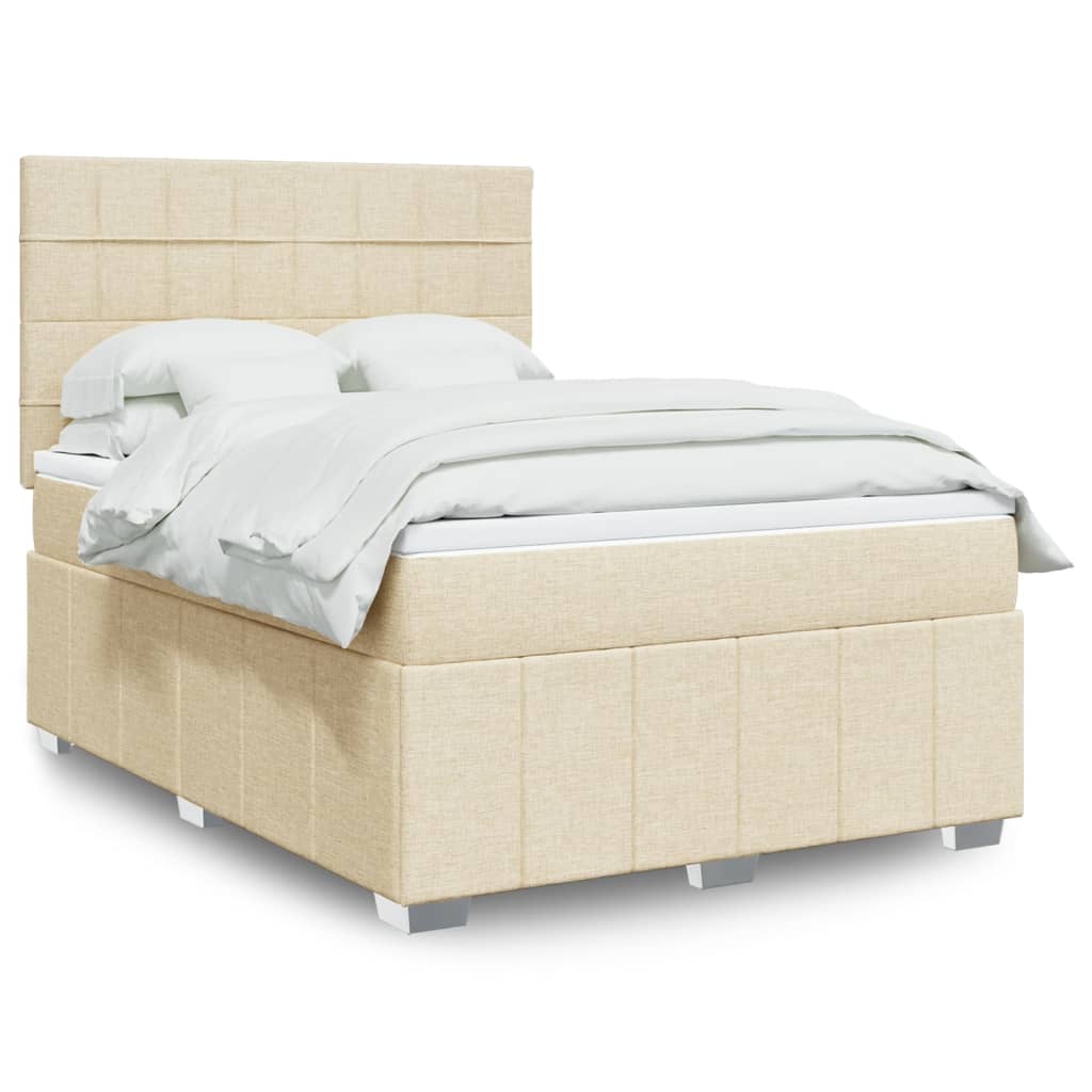 Boxspringbett mit Matratze Creme 160x200 cm Stoff