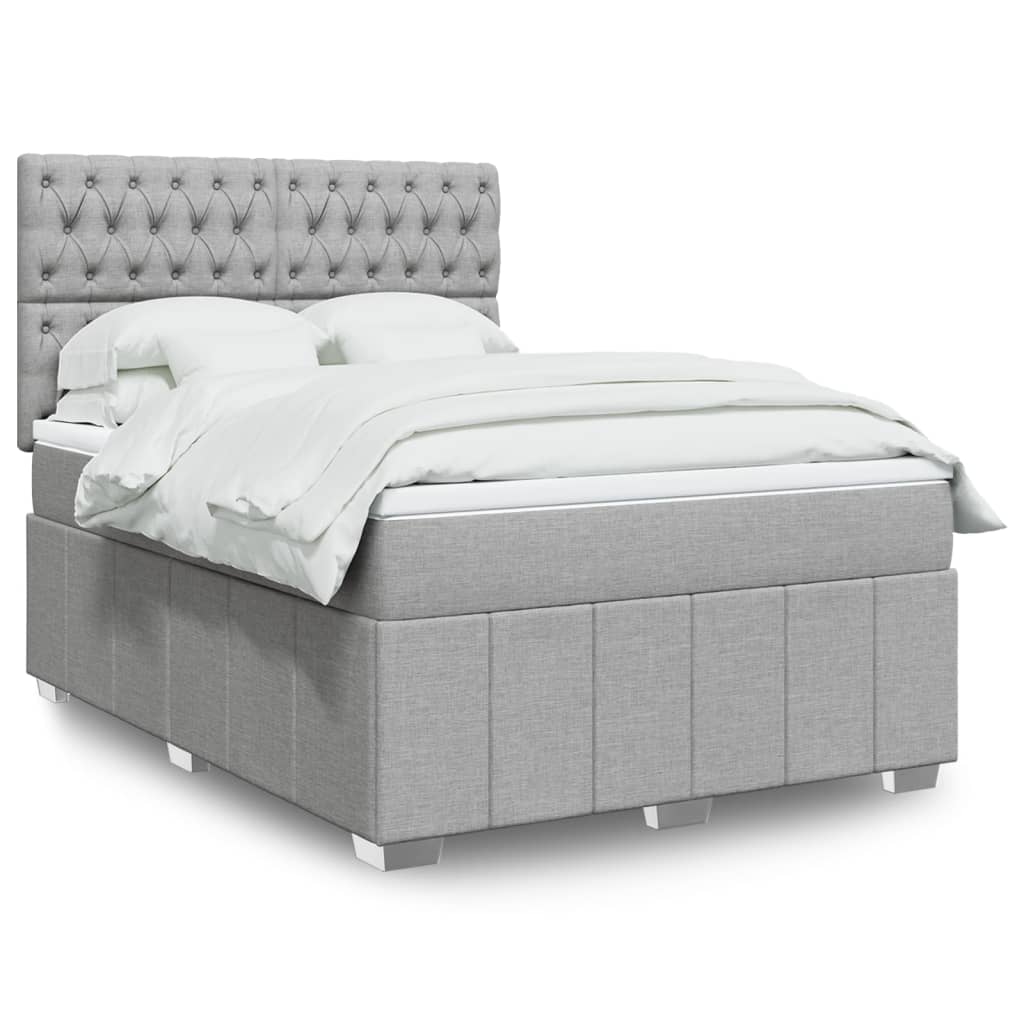 Boxspringbett mit Matratze Hellgrau 160x200 cm Stoff