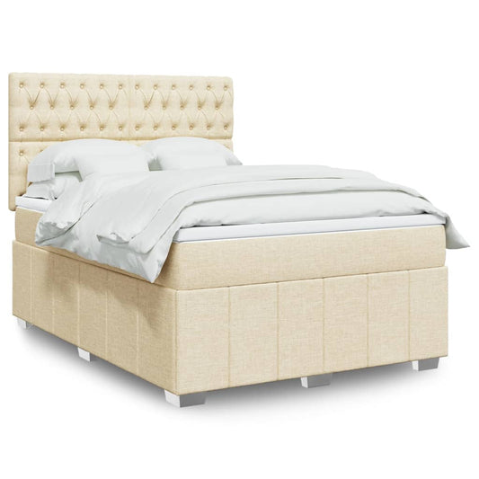 Boxspringbett mit Matratze Creme 160x200 cm Stoff