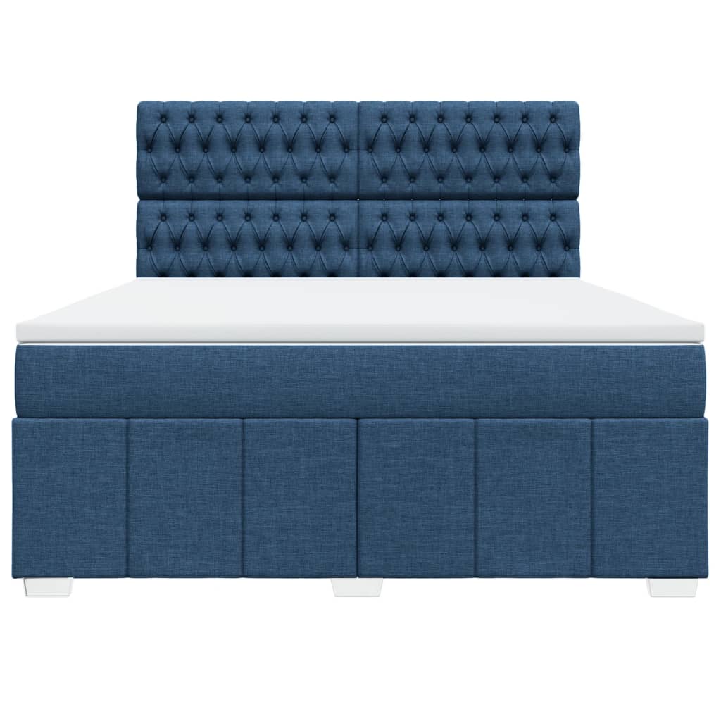 Boxspringbett mit Matratze Blau 180x200 cm Stoff