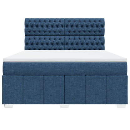 Boxspringbett mit Matratze Blau 180x200 cm Stoff