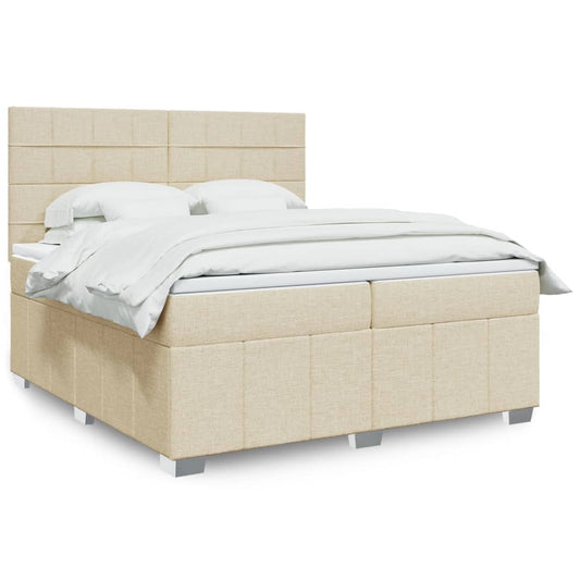 Boxspringbett mit Matratze Creme 200x200 cm Stoff