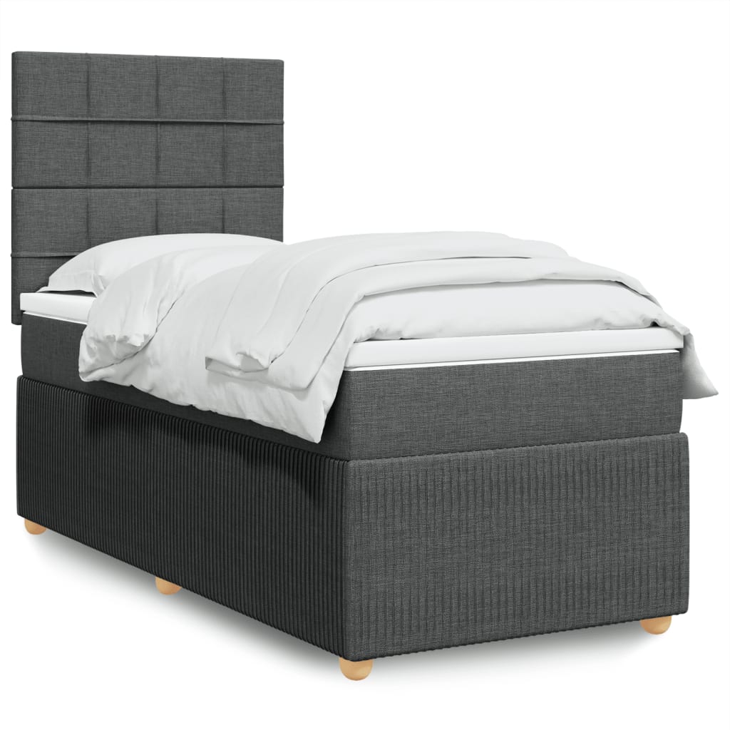 Boxspringbett mit Matratze Dunkelgrau 90x190 cm Stoff