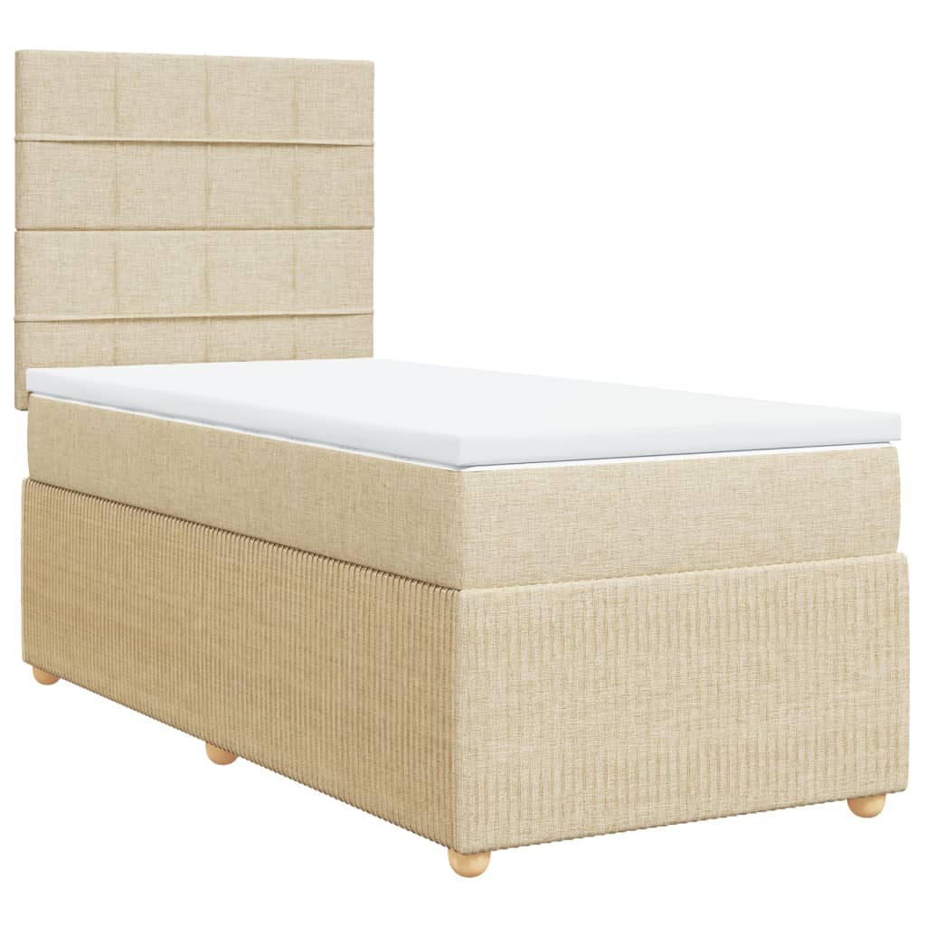 Boxspringbett mit Matratze Creme 100x200 cm Stoff